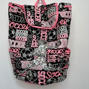 Soccer Girl Silhouette Backpack Cinch Bag